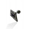Gümüş Renk Taş Detaylı Çelik Tragus/Kıkırdak Küpe/Piercing (Tek)