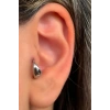 Gümüş Renk Taş Detaylı Çelik Tragus/Kıkırdak Küpe/Piercing (Tek)