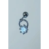 Gümüş Renk Taş Detaylı Çelik Tragus/Kıkırdak Küpe/Piercing (Tek)