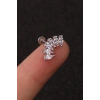 Gümüş Renk Taş Detaylı Çelik Tragus/Kıkırdak Küpe/Piercing (Tek)