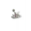 Gümüş Renk Taş Detaylı Çelik Tragus/Kıkırdak Küpe/Piercing (Tek)