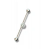 Gümüş Renk Taş Detaylı Cerrahi Çelik Köprü Piercing Küpe (Tek)