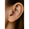 Gümüş Renk Taş Detaylı Cerrahi Çelik Tragus/Kıkırdak Küpe/Piercing (Tek)
