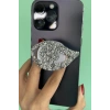 Gümüş Renk Taş Detaylı Göz Figürlü 3D Telefon Tutacağı