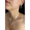 Gümüş Renk Taş Detaylı Kolye Ve Küpe Düğün Kına Nişan Gelin Set