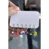 Gümüş Renk Taş Detaylı Küpe Set