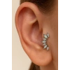 Gümüş Renk Taş Detaylı Çelik Tragus/Kıkırdak Küpe/Piercing (Tek)