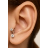 Gümüş Renk Taş Detaylı Çelik Tragus/Kıkırdak Küpe/Piercing (Tek)