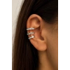 Gümüş Renk Taş Detaylı Üçlü Görünümlü Ear Cuff (Tek)