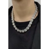 Gümüş Renk Taş Detaylı Unisex VİP Tasarım Kolye