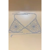 Gümüş Renk Taşlı Bikini Üstü /Bralet /Vücut Aksesuarı