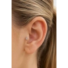 Gümüş Renk Taşlı Büyük Boy Cerrahi Çelik Tragus/Kıkırdak Küpe/Piercing (Tek)