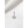 Gümüş Renk Taşlı Cerrahi Çelik Göbek Piercing