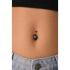 Gümüş Renk Taşlı Cerrahi Çelik Göbek Piercing
