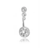 Gümüş Renk Taşlı Cerrahi Çelik Göbek Piercing