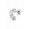 Gümüş Renk Taşlı Cerrahi Çelik Tragus/Kıkırdak Küpe/Piercing (Tek)
