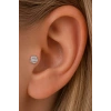 Gümüş  Renk  Taşlı Cerrahi Çelik Tragus/Kıkırdak Küpe/Piercing (Tek)