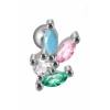 Gümüş Renk Taşlı Cerrahi Çelik Tragus/Kıkırdak Küpe/Piercing (Tek)