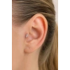Gümüş Renk Taşlı Cerrahi Çelik Tragus/Kıkırdak Küpe/Piercing (Tek)