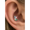 Gümüş Renk Taşlı Cerrahi Çelik Tragus/Kıkırdak Küpe/Piercing (Tek)