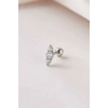 Gümüş Renk Taşlı Cerrahi Çelik Tragus/Kıkırdak Küpe/Piercing (Tek)