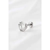 Gümüş  Renk Taşlı Cerrahi Çelik Tragus/Kıkırdak Küpe/Piercing (Tek)