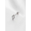 Gümüş  Renk  Taşlı Cerrahi Çelik Tragus/Kıkırdak Küpe/Piercing (Tek)