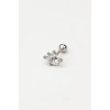 Gümüş  Renk  Taşlı Cerrahi Çelik Tragus/Kıkırdak Küpe/Piercing (Tek)