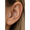 Gümüş Renk Taşlı Cerrahi Çelik Tragus/Kıkırdak Küpe/Piercing (Tek)