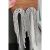Gümüş Renk Taşlı Sallantılı Abiye Küpe (Çift)