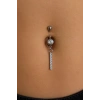Gümüş Renk Taşlı Sallantılı Cerrahi Çelik Göbek Piercing