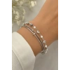 Gümüş Renk Top Detaylı Çelik Bileklik