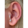 Gümüş Renk Uçak Figürlü Çelik Tragus/Kıkırdak Küpe/Piercing (Tek)