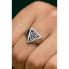Gümüş Renk Üçgen Figürlü Ayarlanabilir Çelik Erkek Yüzük