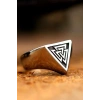 Gümüş Renk Üçgen Figürlü Ayarlanabilir Çelik Erkek Yüzük