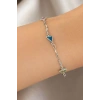 Gümüş  Renk Üçgen  Figürlü Taş Detaylı Bileklik