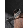 Gümüş Renk Viking Yazılı Çelik Kelepçe Bileklik