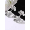 Gümüş Renk Yaprak Figürlü Küpe (Çift)