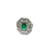 Gümüş Renk Yeşil Taş Detaylı Ayarlanabilir Yüzük