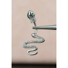 Gümüş Renk Yılan Figürlü Cerrahi Çelik Göbek Piercing