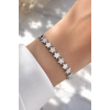 Gümüş Renk Yıldız Figürlü 14K Altın Kaplama Taşlı Bileklik