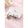 Gümüş Renk Yıldız Figürlü 3lü YSX Küpe Set