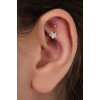 Gümüş Renk Yıldız Figürlü  Cerrahi Çelik Roof/Kıkırdak Küpe/Piercing (Tek)
