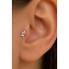 Gümüş Renk Yıldız Figürlü Cerrahi Çelik Tragus/Kıkırdak Küpe/Piercing (Tek)