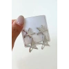 Gümüş Renk Yıldız Figürlü Küpe Set