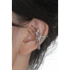 Gümüş Renk Yıldız Figürlü Taş Detaylı 14K Altın Kaplama TX Ear Cuff (Tek)