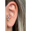 Gümüş Renk Yıldız Figürlü Taş Detaylı Çelik Tragus/Kıkırdak Küpe/Piercing (Tek)
