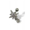 Gümüş Renk Yıldız Figürlü Taş Detaylı Çelik Tragus/Kıkırdak Küpe/Piercing (Tek)