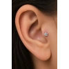 Gümüş  Renk Yıldız Figürlü   Taşlı Cerrahi Çelik Tragus/Kıkırdak Küpe/Piercing (Tek)