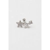 Gümüş   Renk  Yıldız Figürlü  Taşlı Cerrahi Çelik Tragus/Kıkırdak Küpe/Piercing (Tek)